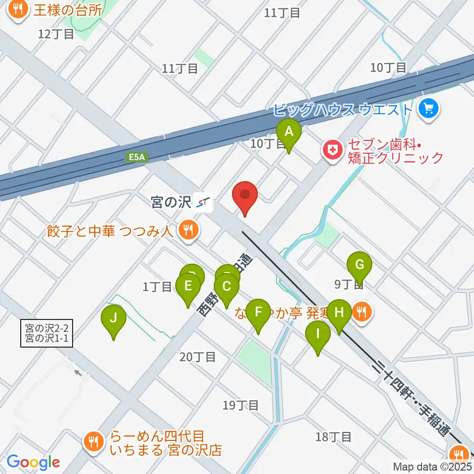 エルム楽器 宮の沢ミュージックセンター周辺のカフェ一覧地図