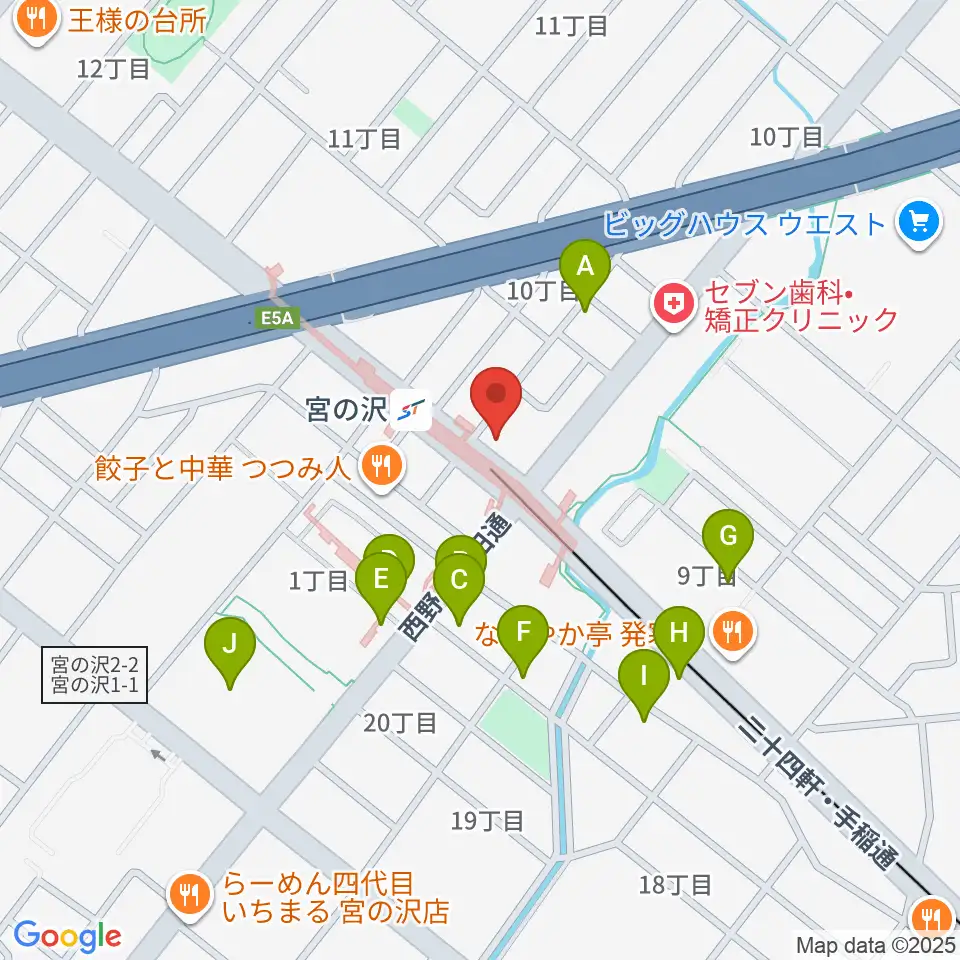 エルム楽器 宮の沢ミュージックセンター周辺のカフェ一覧地図