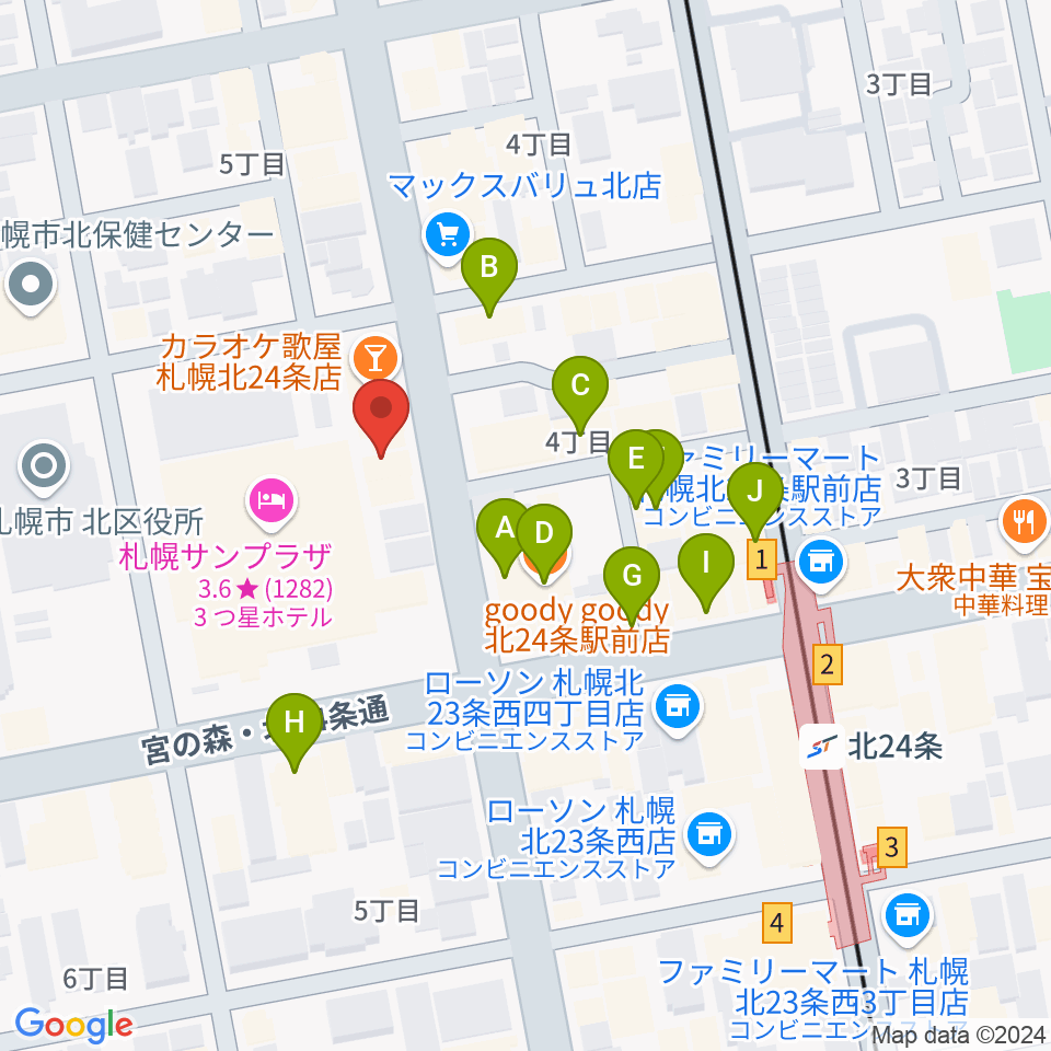 エルム楽器 北区センター周辺のカフェ一覧地図