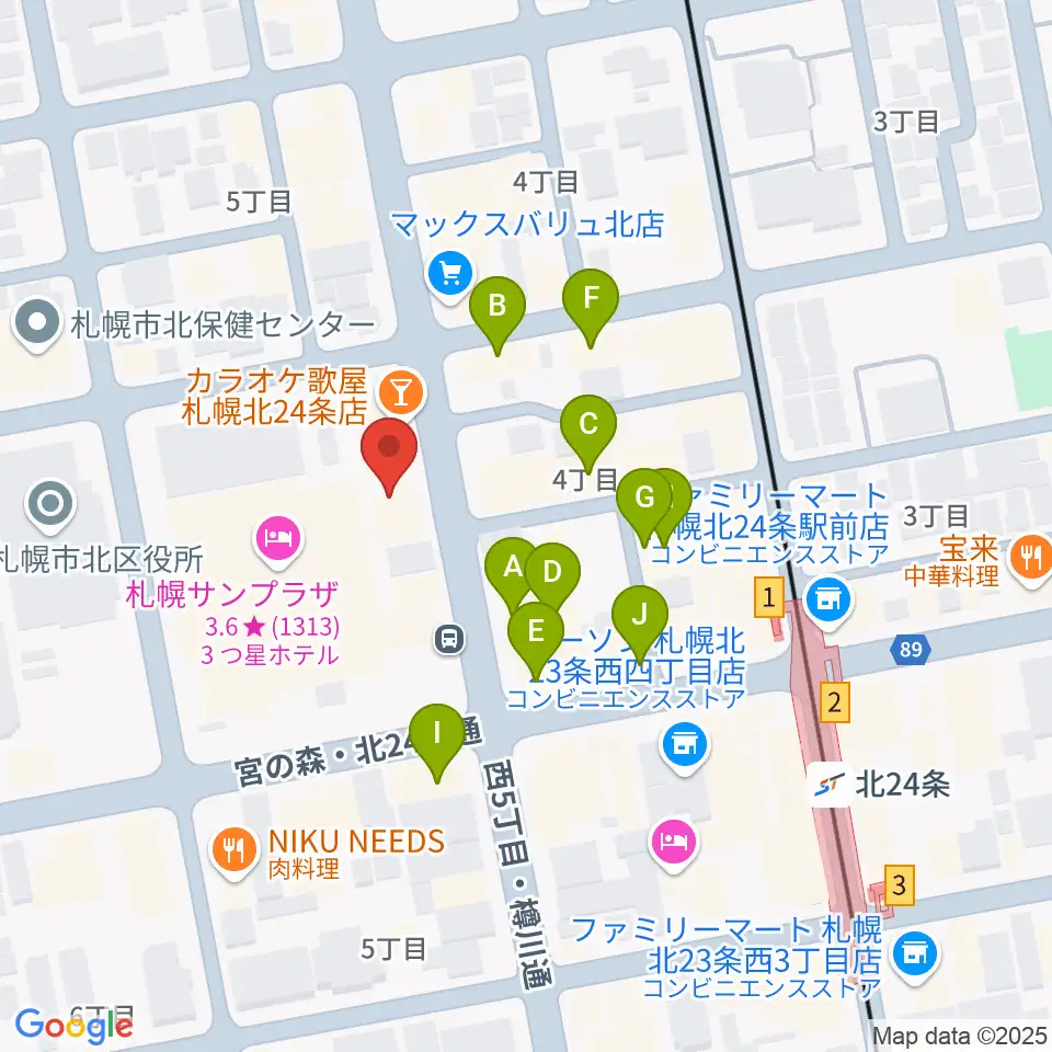 エルム楽器 北区センター周辺のカフェ一覧地図