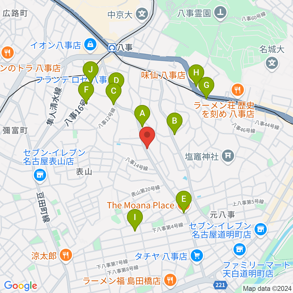 音楽教室あんだんて 八事教室周辺のカフェ一覧地図