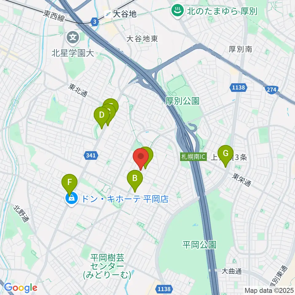 エルム楽器 平岡センター周辺のカフェ一覧地図