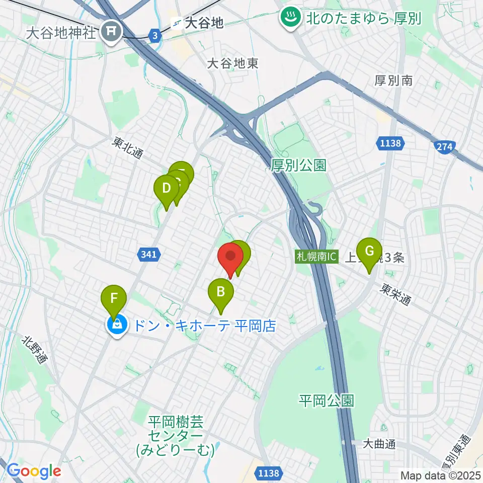 エルム楽器 平岡センター周辺のカフェ一覧地図