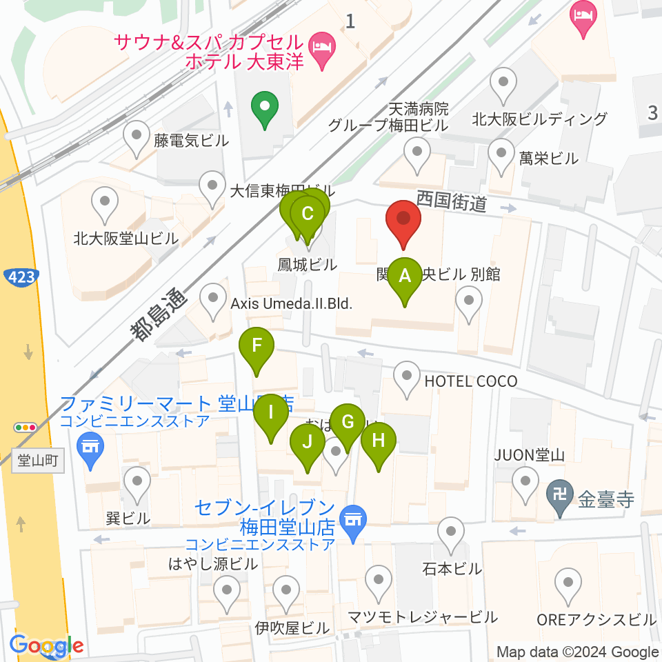 梅田サードストーン周辺のカフェ一覧地図