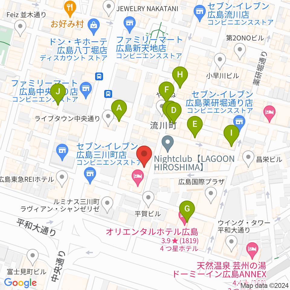 広島AGIT周辺のカフェ一覧地図