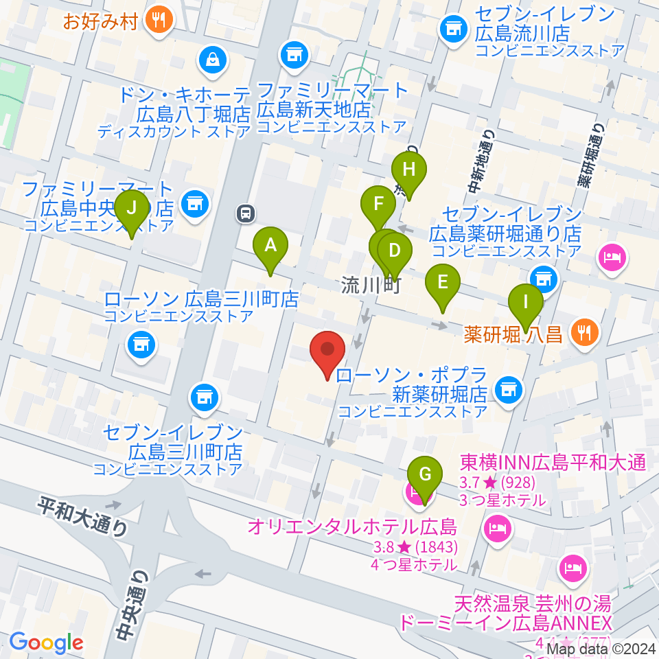 広島AGIT周辺のカフェ一覧地図