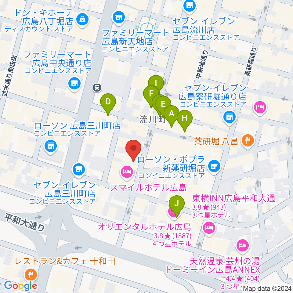 広島AGIT周辺のカフェ一覧地図