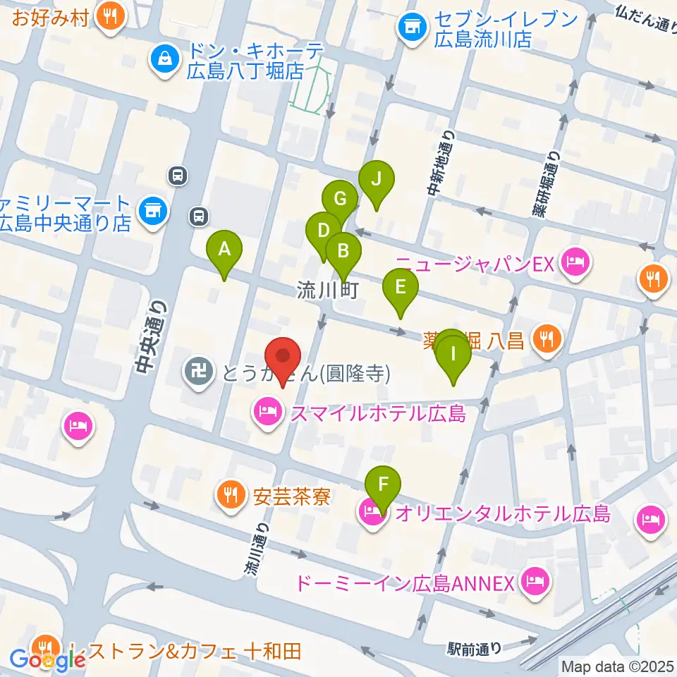 広島AGIT周辺のカフェ一覧地図