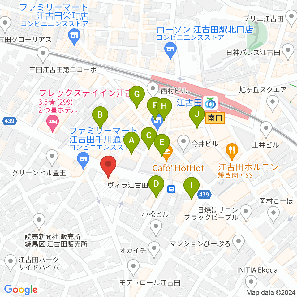 江古田マーキー周辺のカフェ一覧地図