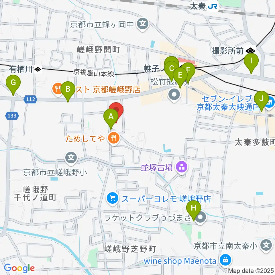 JEUGIA 太秦センター周辺のカフェ一覧地図