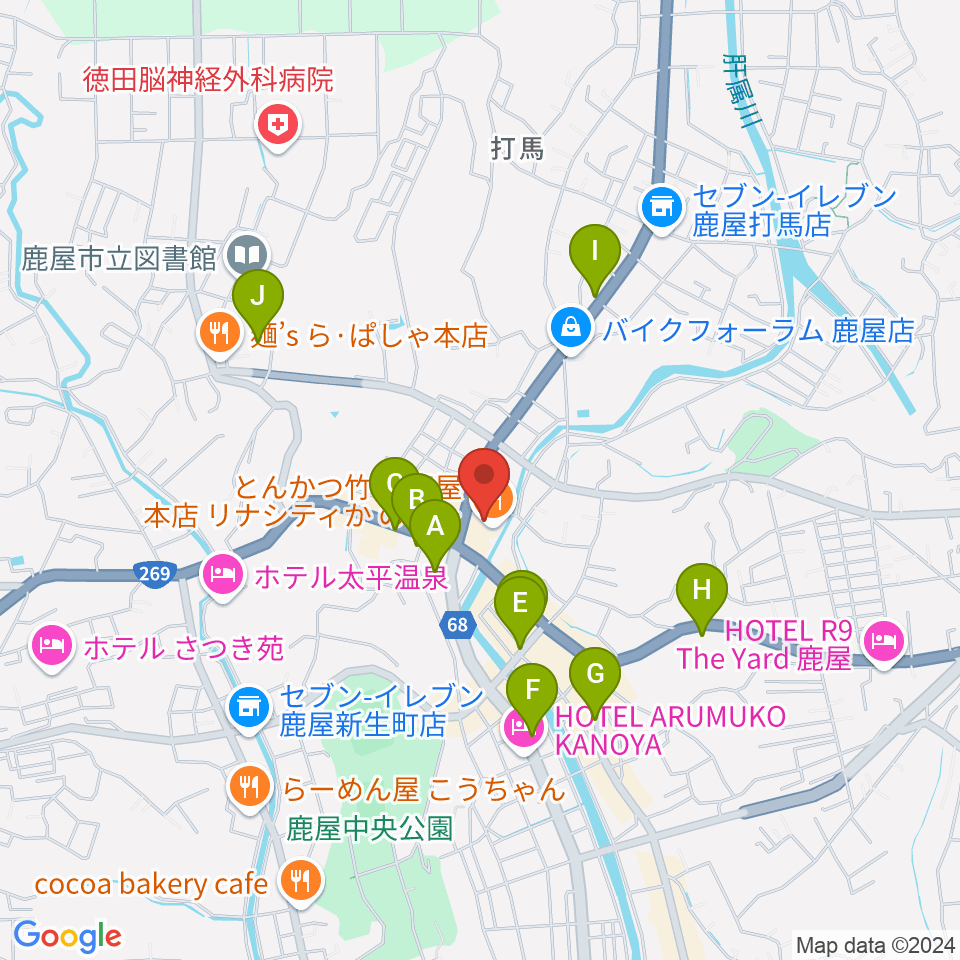 リナシティかのや 鹿屋市市民交流センター周辺のカフェ一覧地図