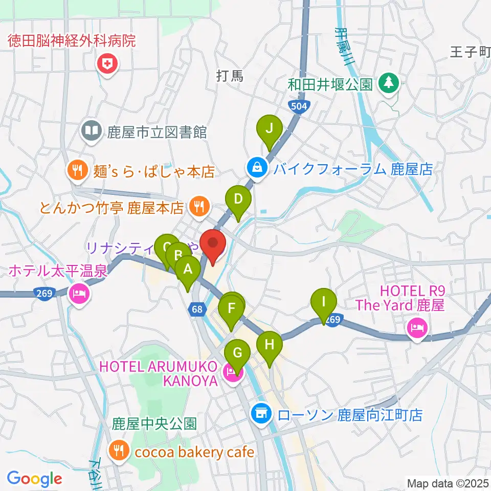リナシティかのや 鹿屋市市民交流センター周辺のカフェ一覧地図