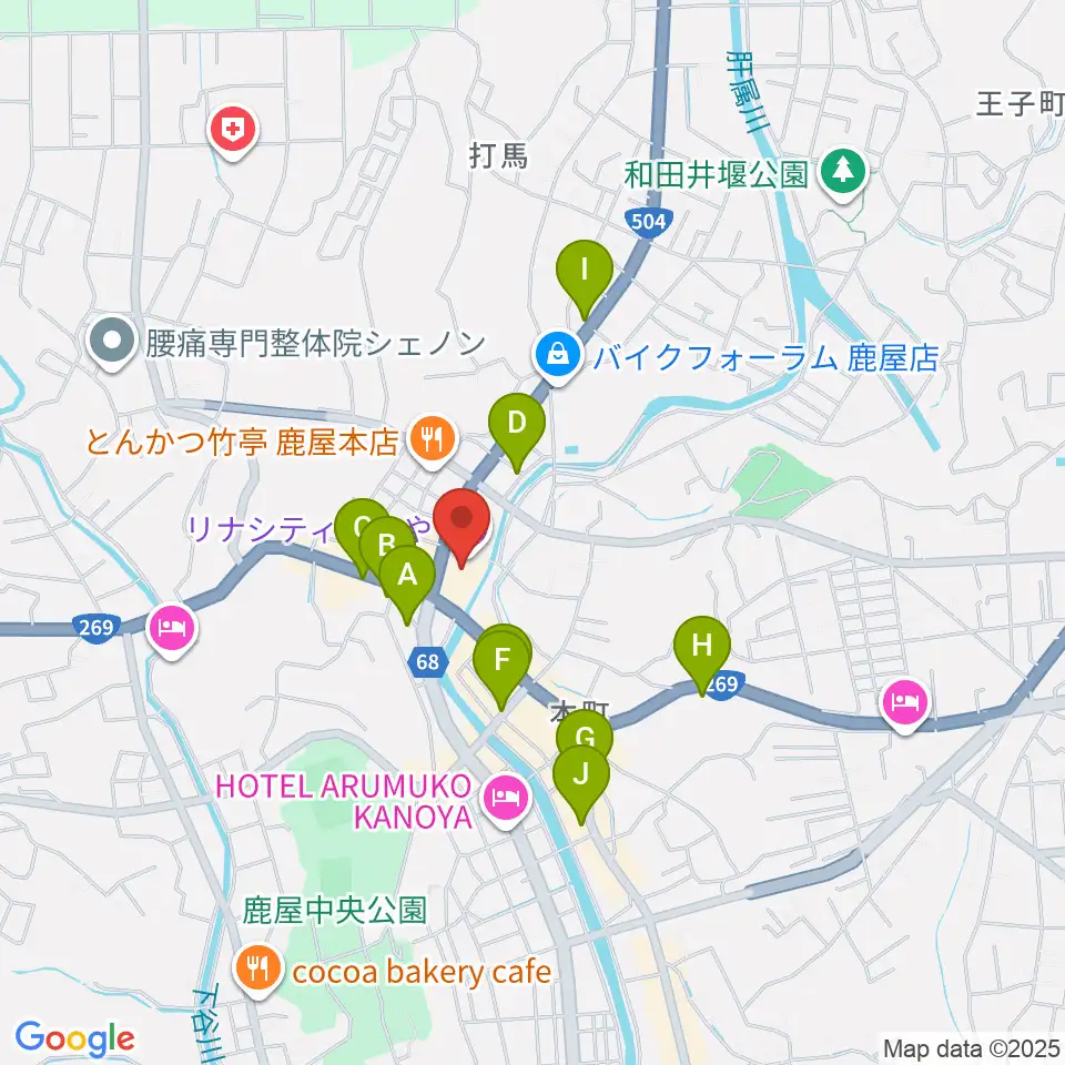 リナシティかのや 鹿屋市市民交流センター周辺のカフェ一覧地図