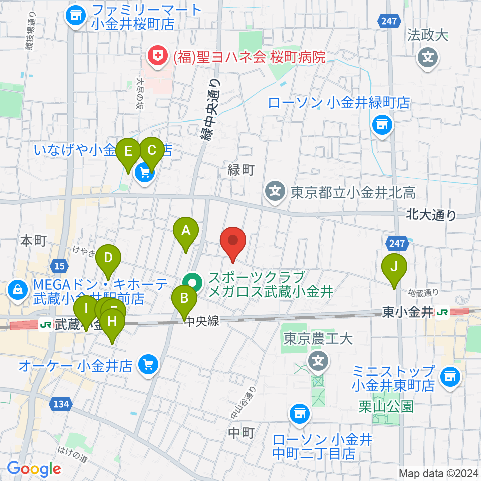 現代座会館周辺のカフェ一覧地図