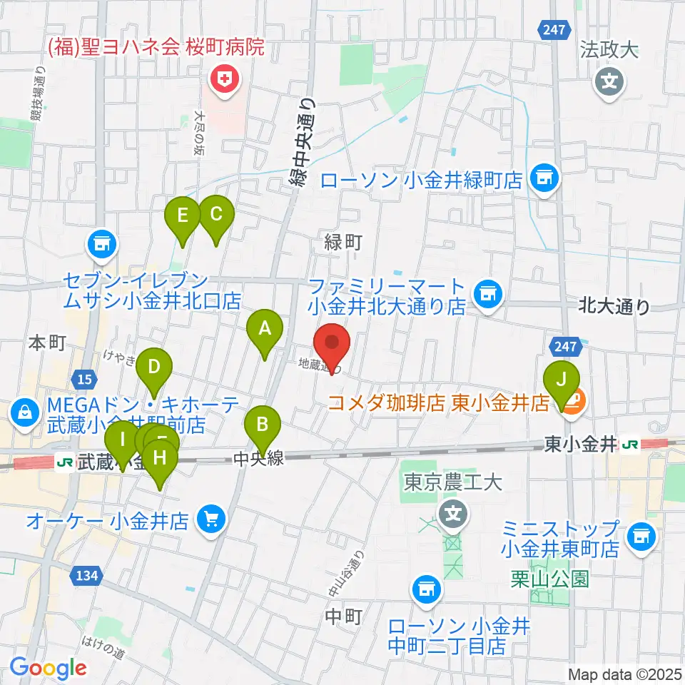 現代座会館周辺のカフェ一覧地図