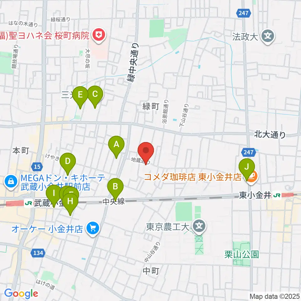 現代座会館周辺のカフェ一覧地図