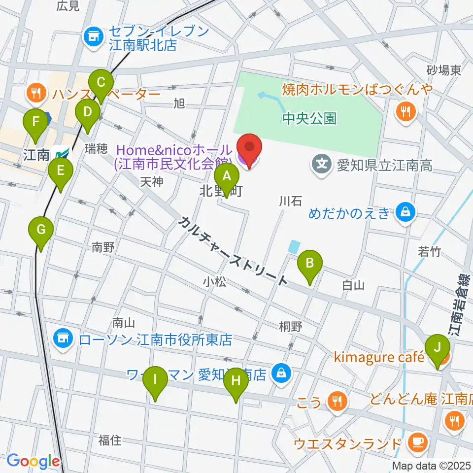 Home&nicoホール周辺のカフェ一覧地図