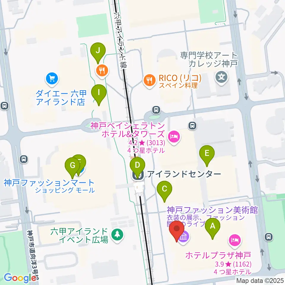 神戸ファッション美術館・オルビスホール周辺のカフェ一覧地図