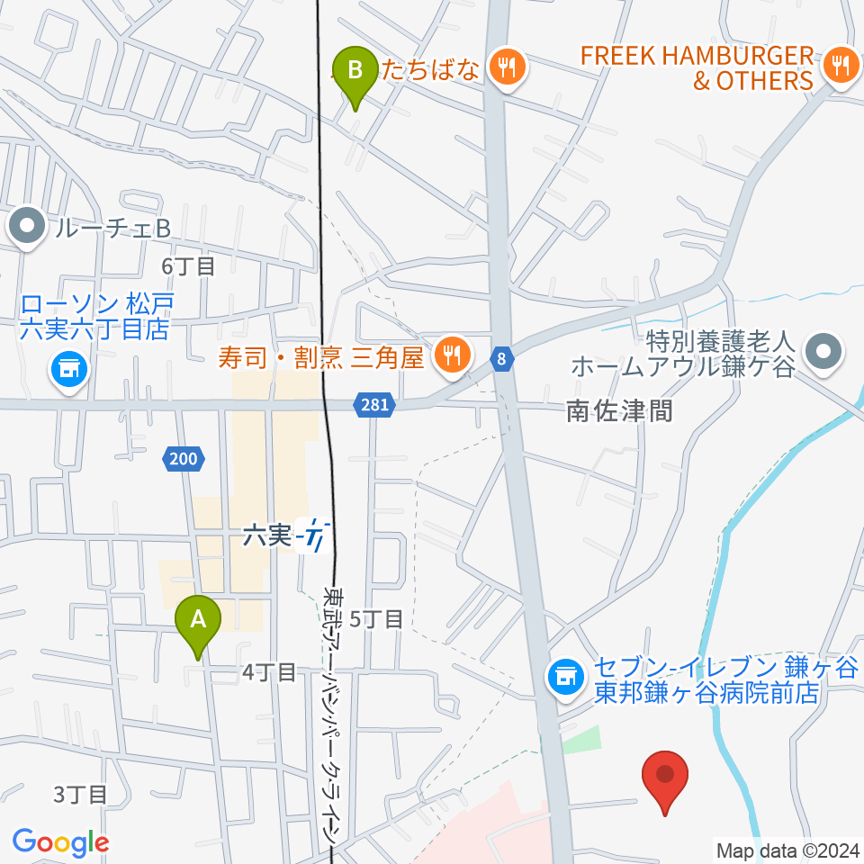 三好ギター教室周辺のカフェ一覧地図