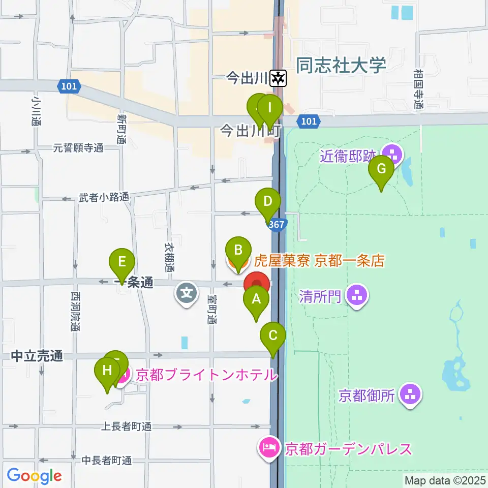 金剛能楽堂周辺のカフェ一覧地図