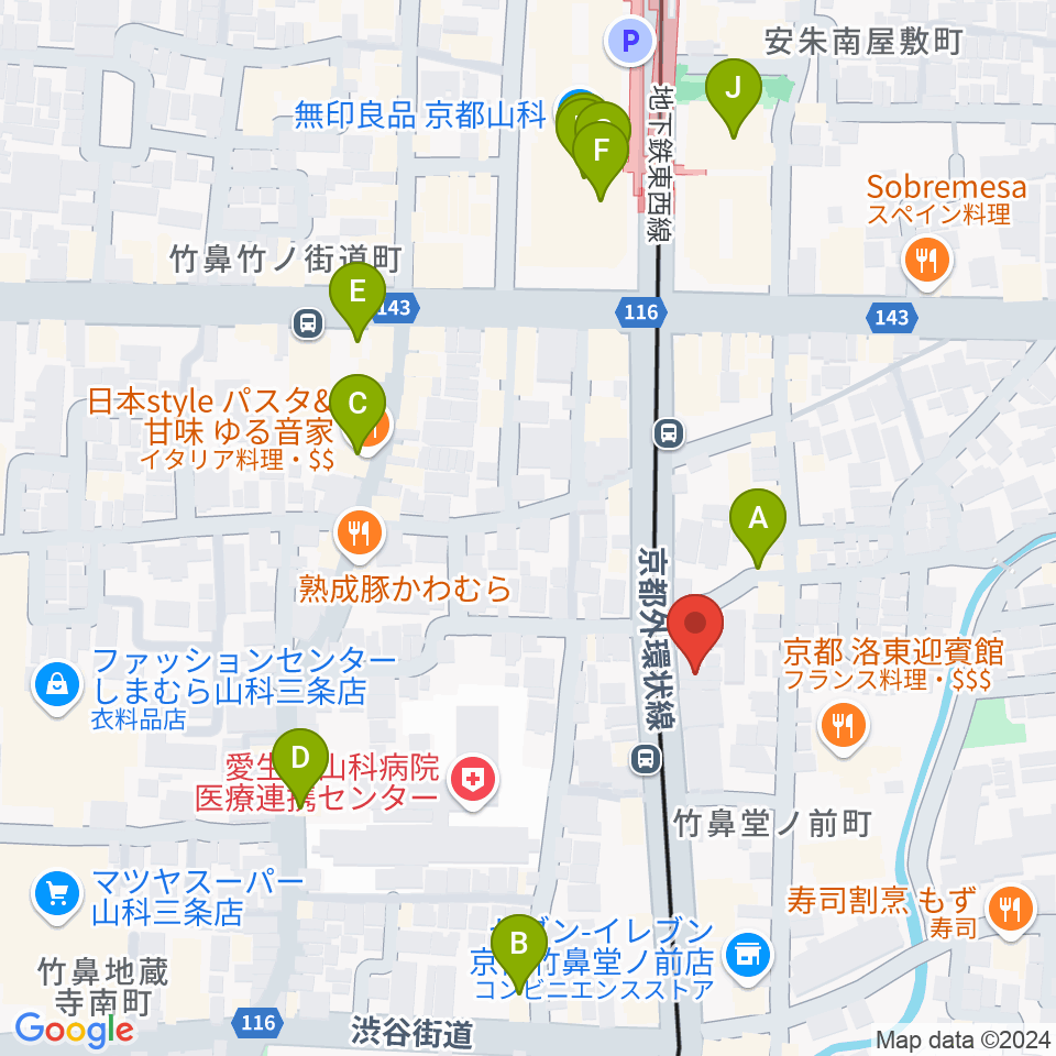 JEUGIA 山科センター周辺のカフェ一覧地図