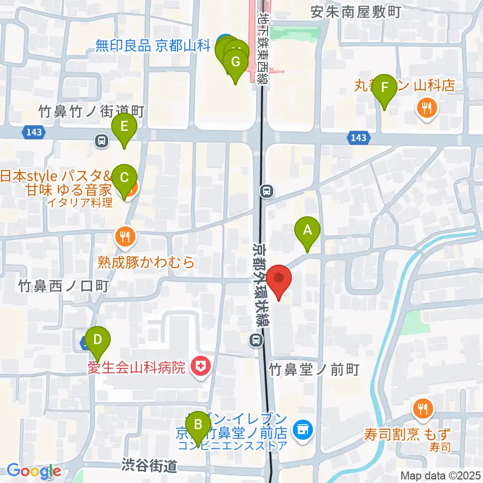 JEUGIA 山科センター周辺のカフェ一覧地図