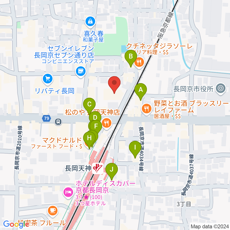 JEUGIA長岡京センター周辺のカフェ一覧地図