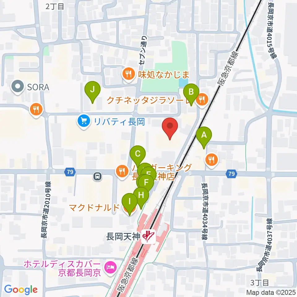 JEUGIA長岡京センター周辺のカフェ一覧地図