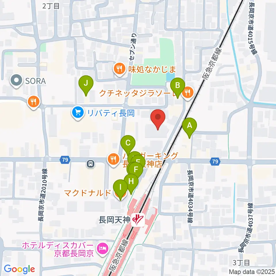 JEUGIA長岡京センター周辺のカフェ一覧地図