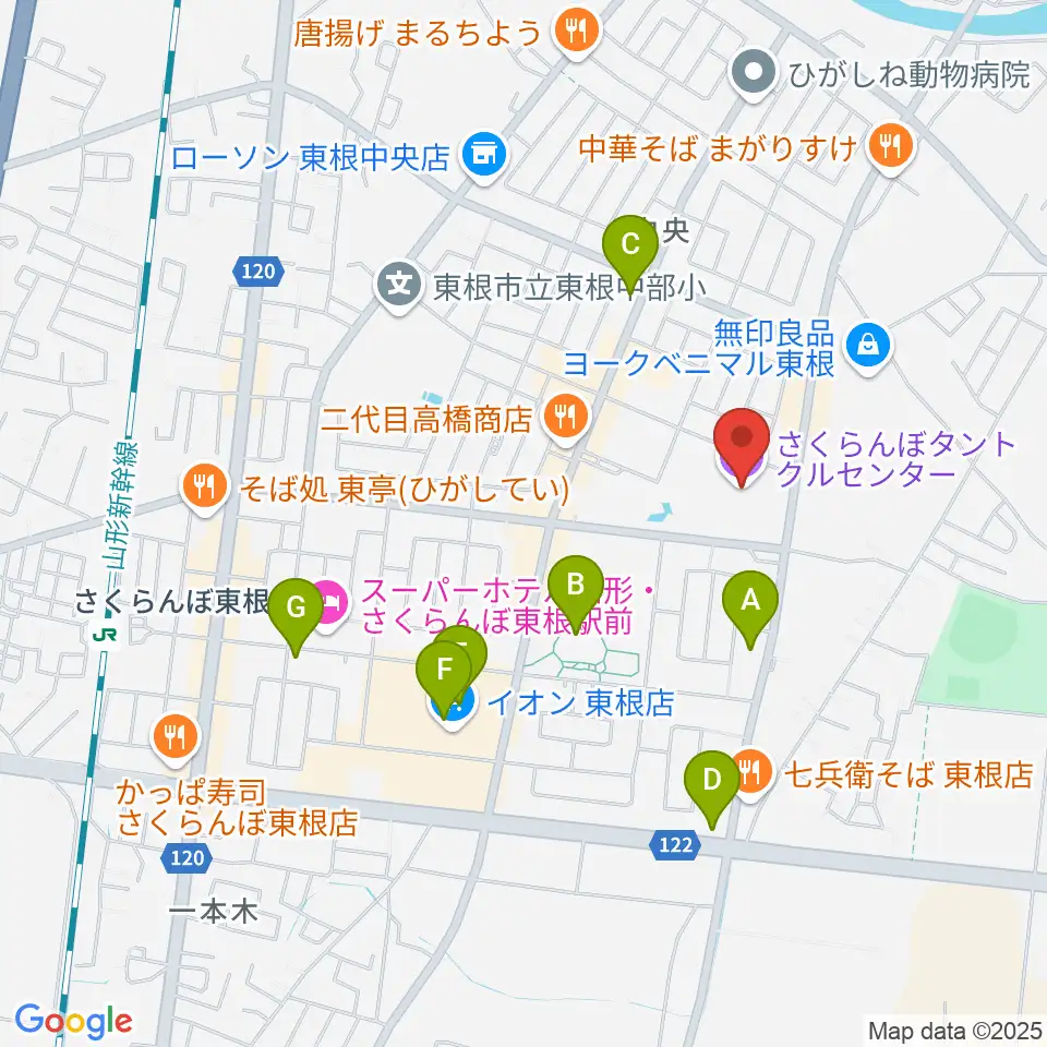 東根市さくらんぼタントクルセンター周辺のカフェ一覧地図
