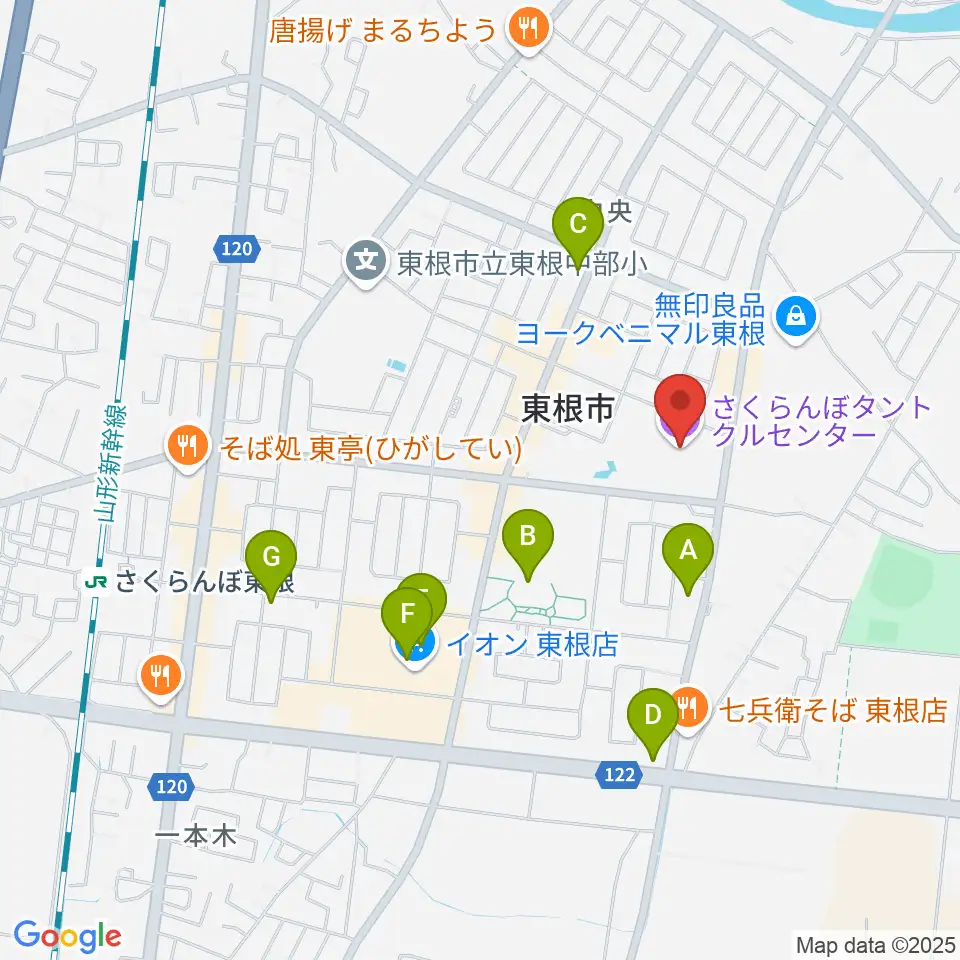 東根市さくらんぼタントクルセンター周辺のカフェ一覧地図