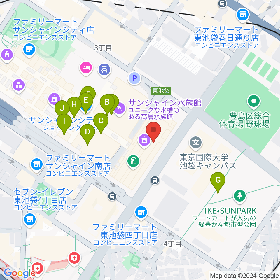 サンシャイン劇場周辺のカフェ一覧地図