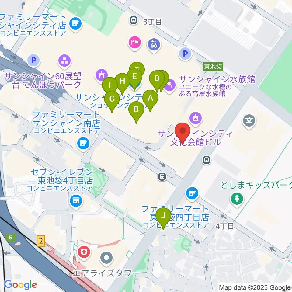 サンシャイン劇場周辺のカフェ一覧地図