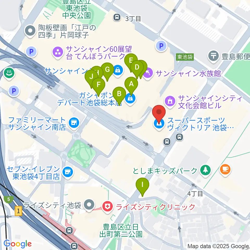 サンシャイン劇場周辺のカフェ一覧地図