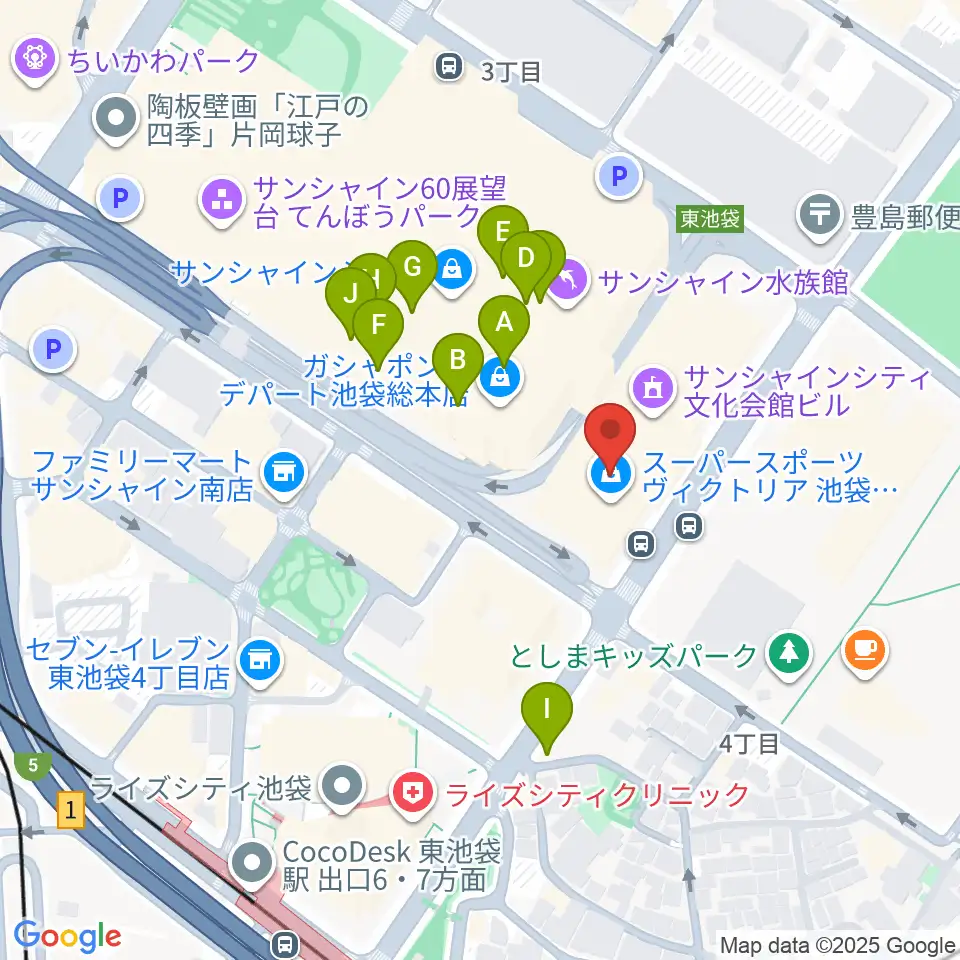 サンシャイン劇場周辺のカフェ一覧地図