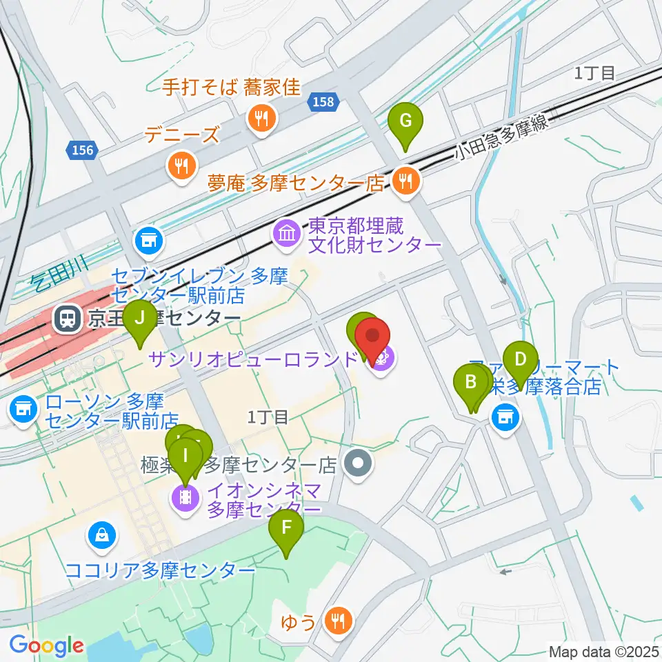 サンリオピューロランド周辺のカフェ一覧地図