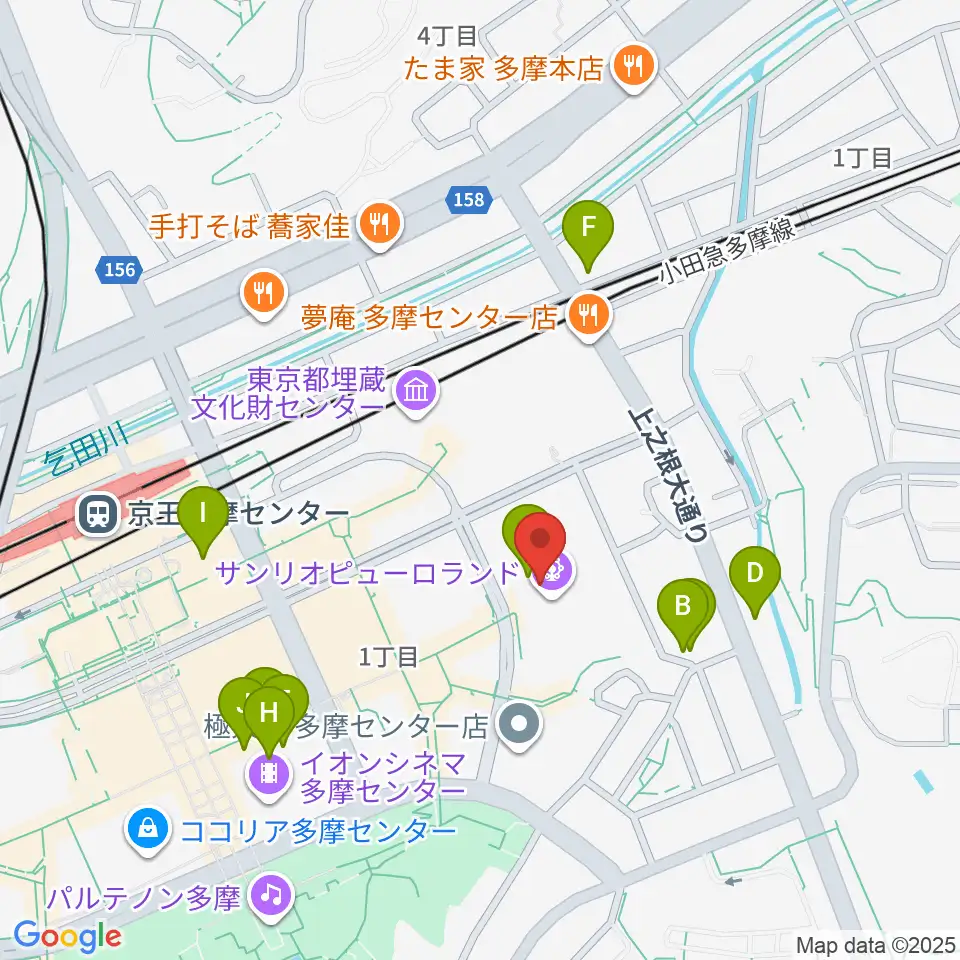 サンリオピューロランド周辺のカフェ一覧地図