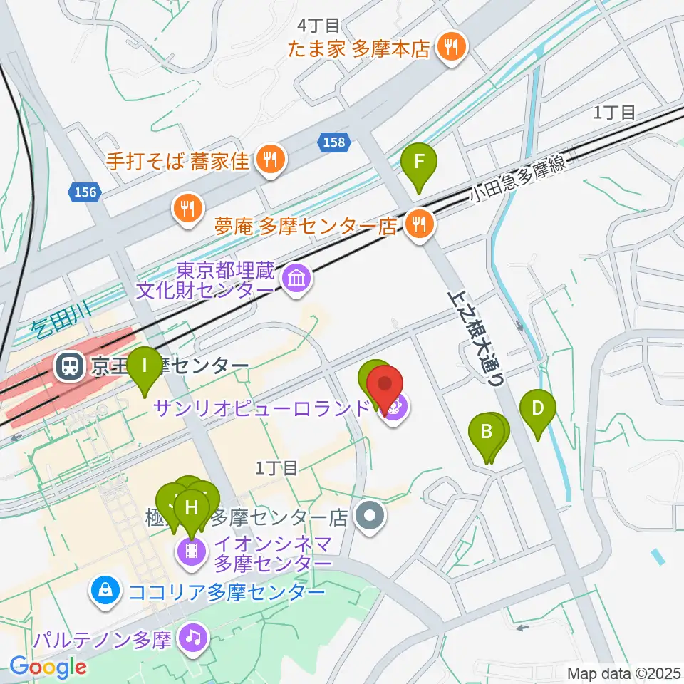 サンリオピューロランド周辺のカフェ一覧地図