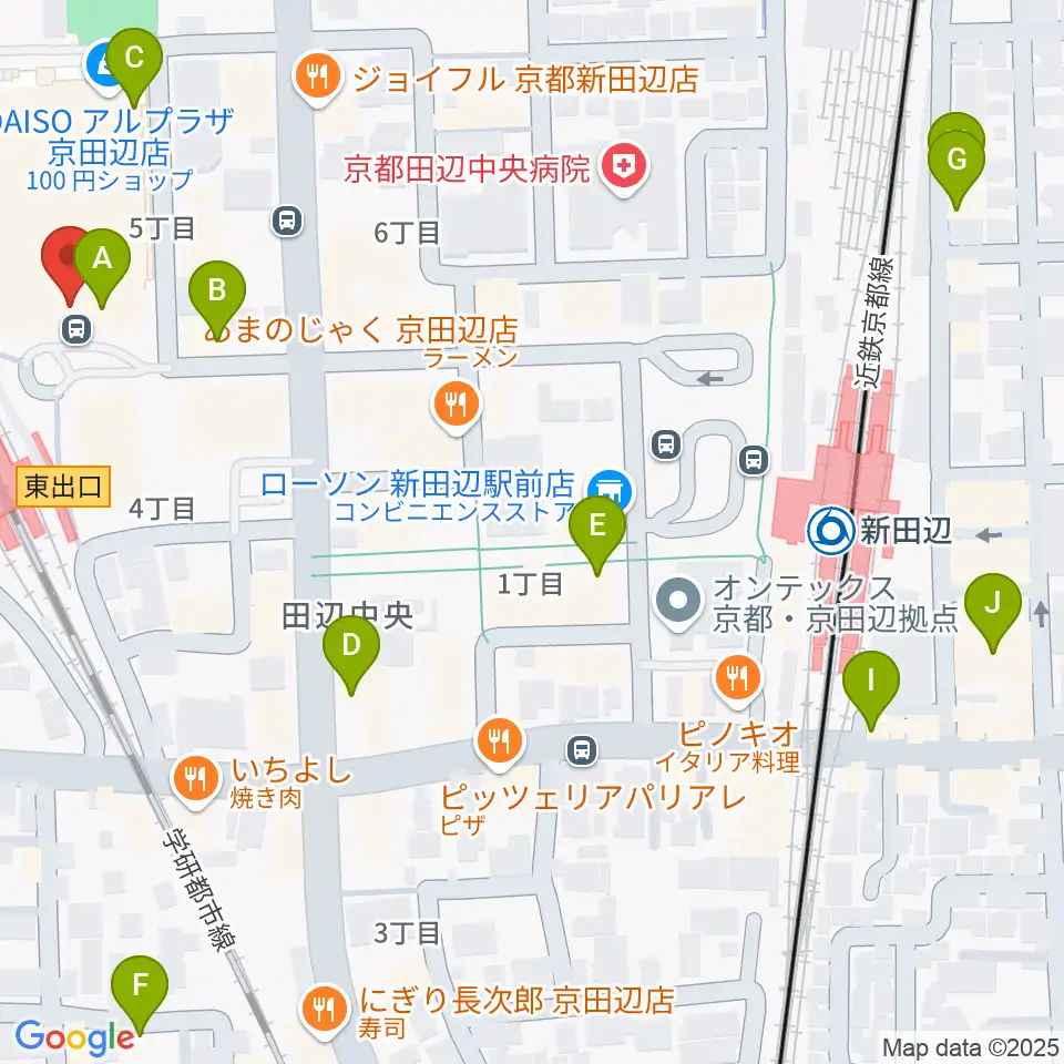 JEUGIAミュージックセンター アル・プラザ京田辺周辺のカフェ一覧地図