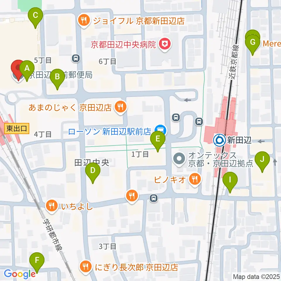 JEUGIAミュージックセンター アル・プラザ京田辺周辺のカフェ一覧地図