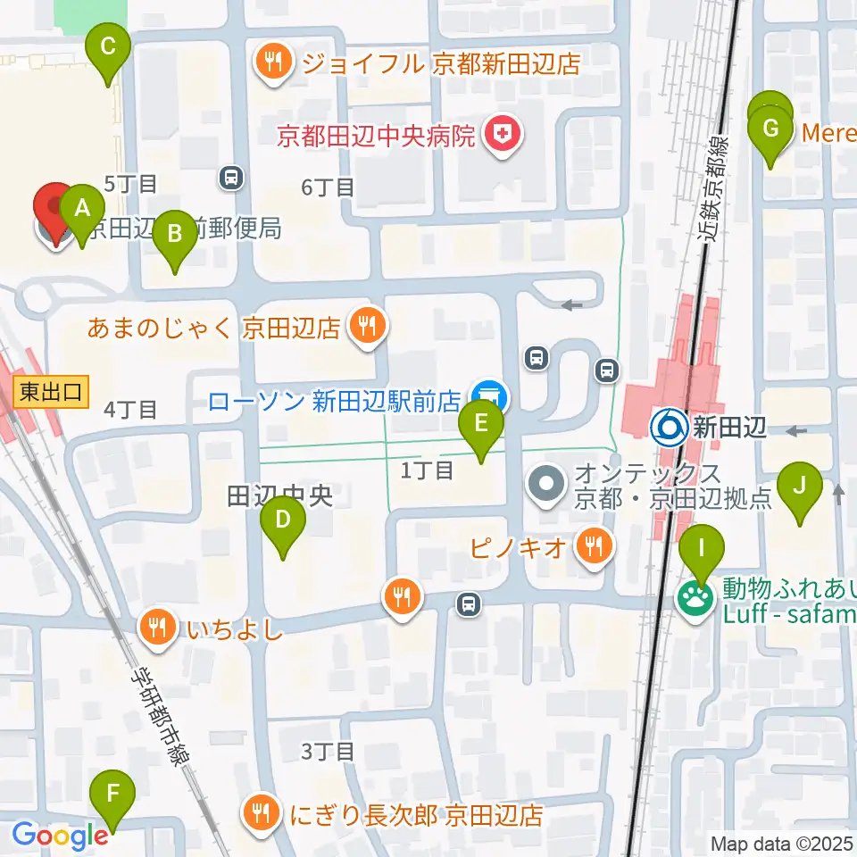 JEUGIAミュージックセンター アル・プラザ京田辺周辺のカフェ一覧地図
