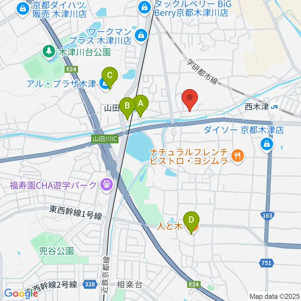 JEUGIA 木津センター周辺のカフェ一覧地図