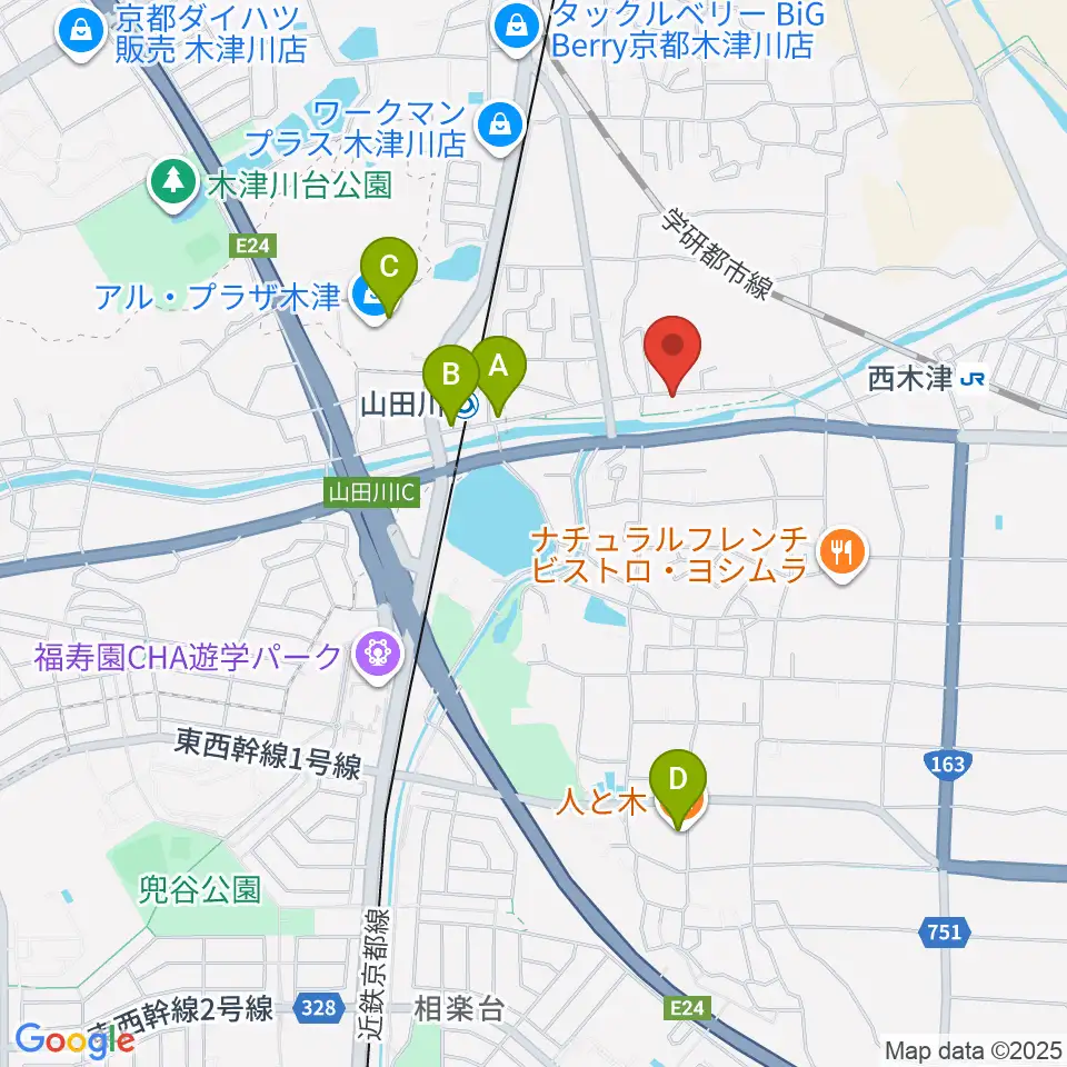 JEUGIA 木津センター周辺のカフェ一覧地図
