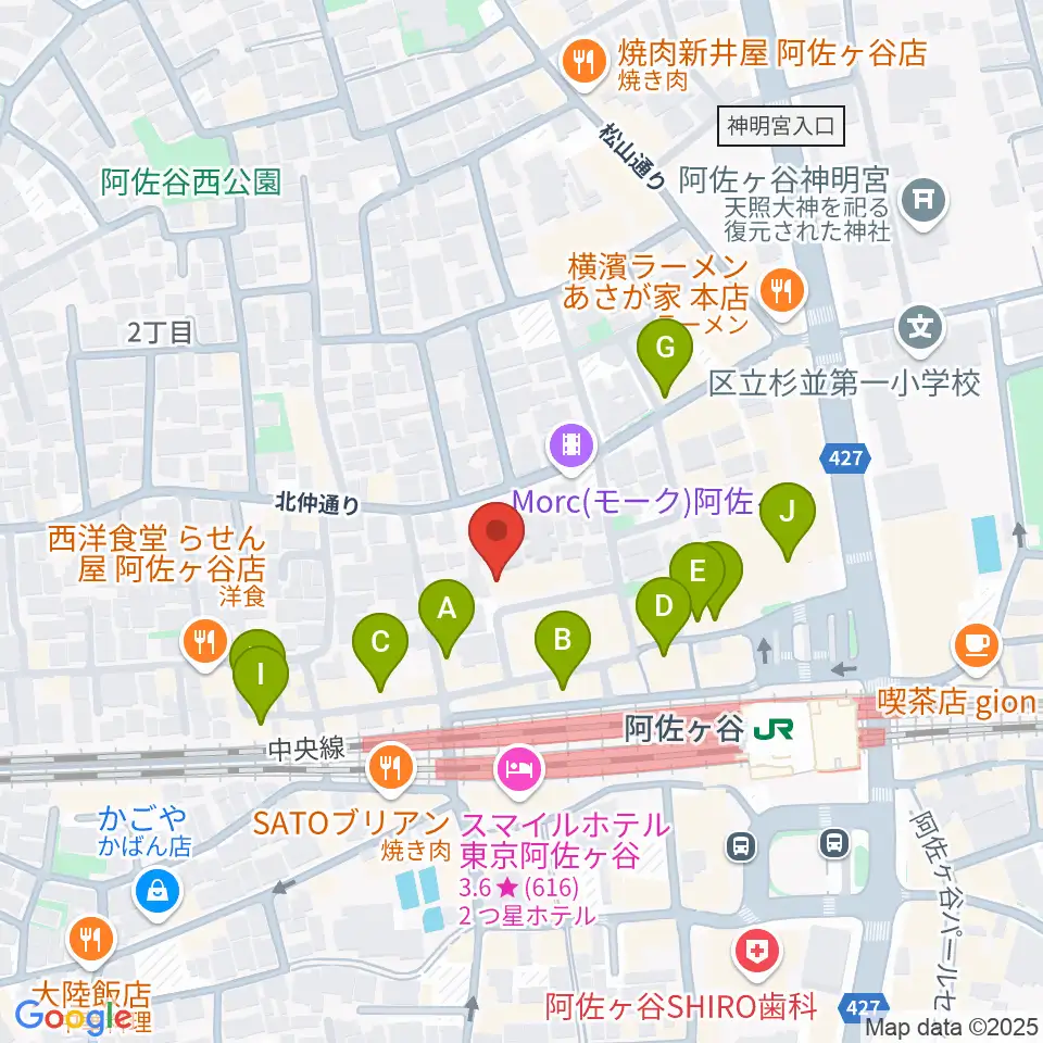 ラピュタ阿佐谷周辺のカフェ一覧地図