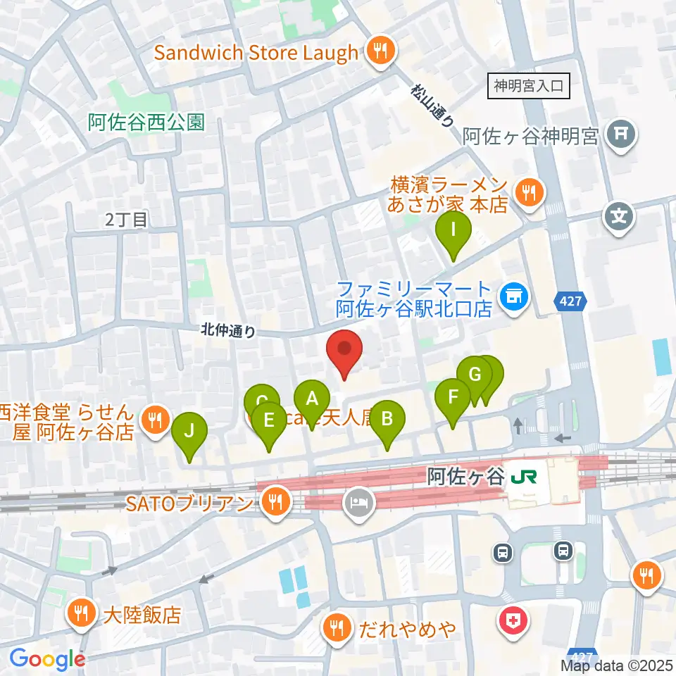 ラピュタ阿佐谷周辺のカフェ一覧地図