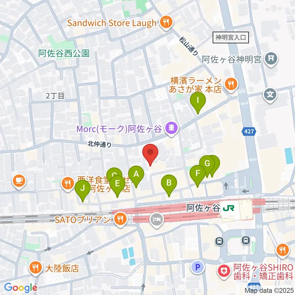 ラピュタ阿佐谷周辺のカフェ一覧地図