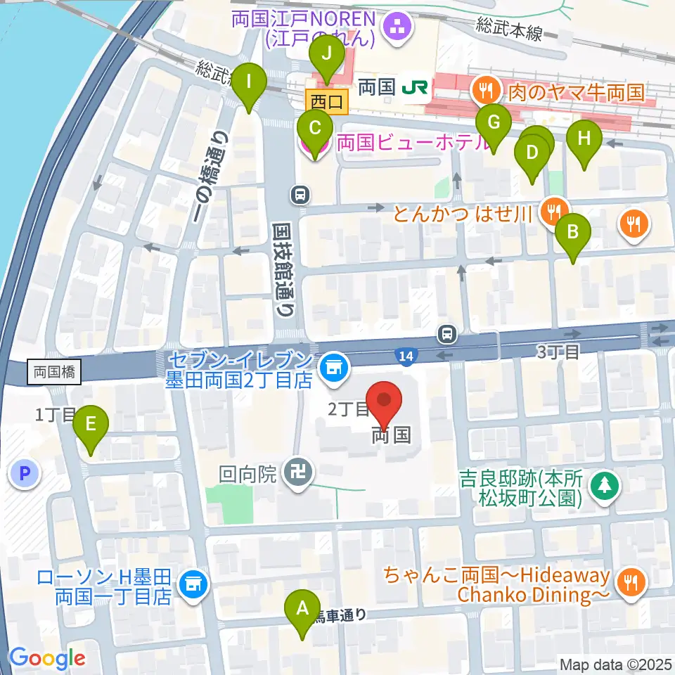 両国シアタ－カイ周辺のカフェ一覧地図