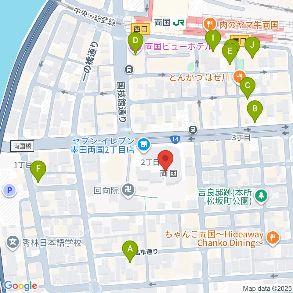 両国シアタ－カイ周辺のカフェ一覧地図