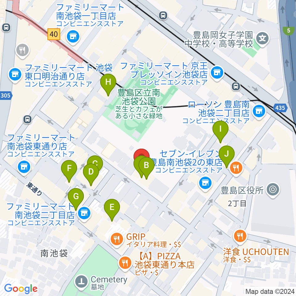 シアターグリーン周辺のカフェ一覧地図