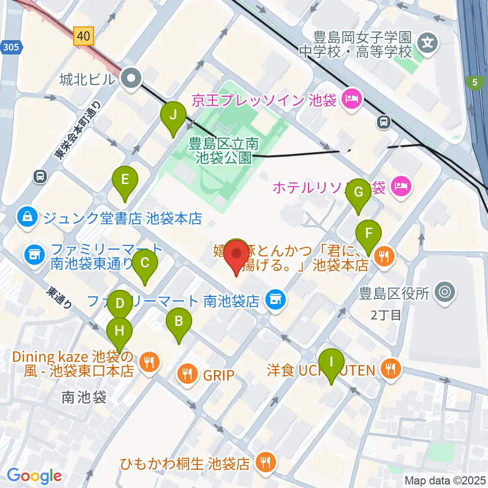 シアターグリーン周辺のカフェ一覧地図